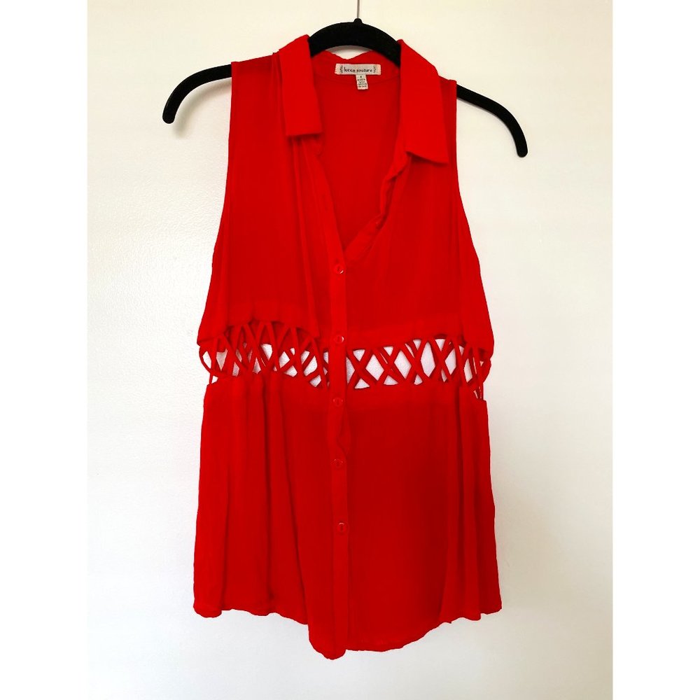 Lucca Couture Red Cut-out Tank Top